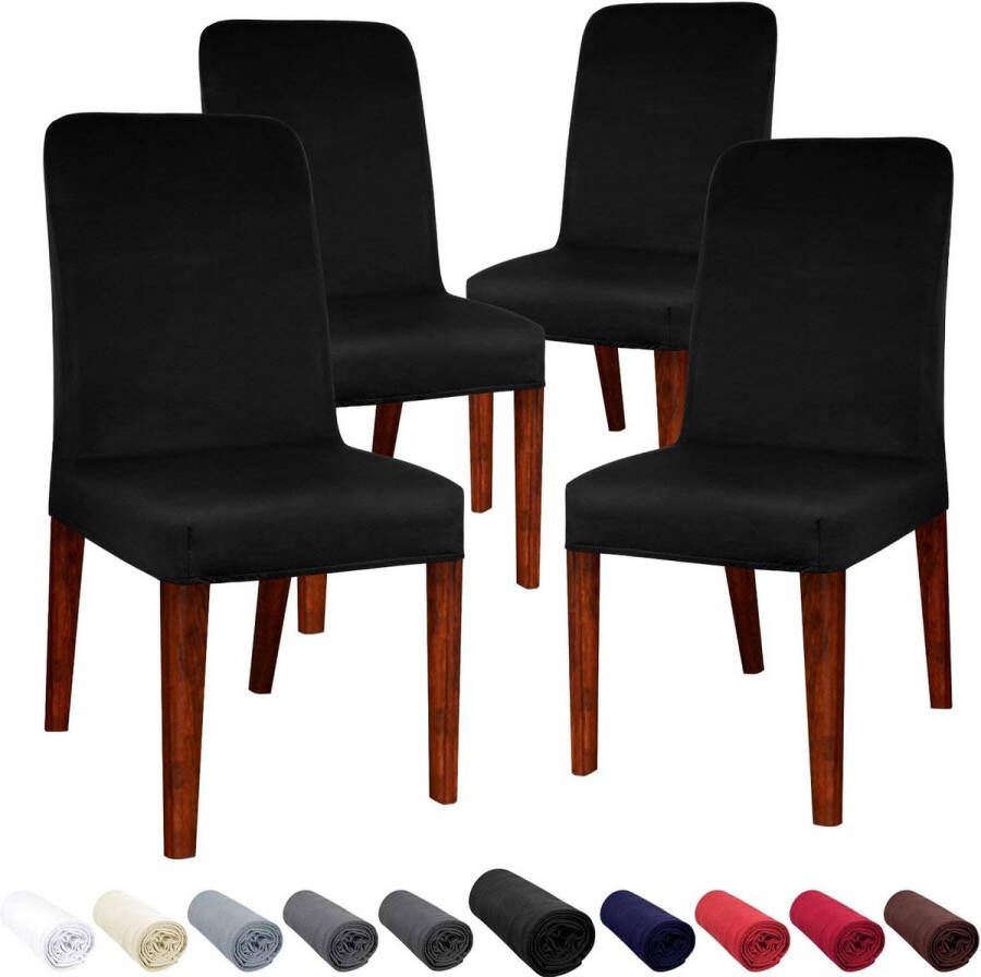 Grote maat moderne stoelhoes armloze stoel slipcover elastische stoel stoelbeschermer wasbaar verwijderbaar voor eetkamer keuken hotel restaurant bruiloft partij 4 stuks (zwart)