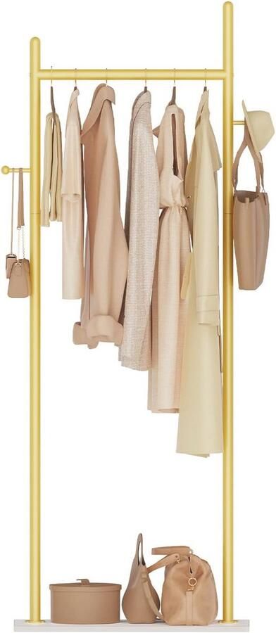 Grote metalen kapstok met 2 haken en robuuste stenen plaat 50 x 30 x 175 cm Perfect voor dagelijkse kleding