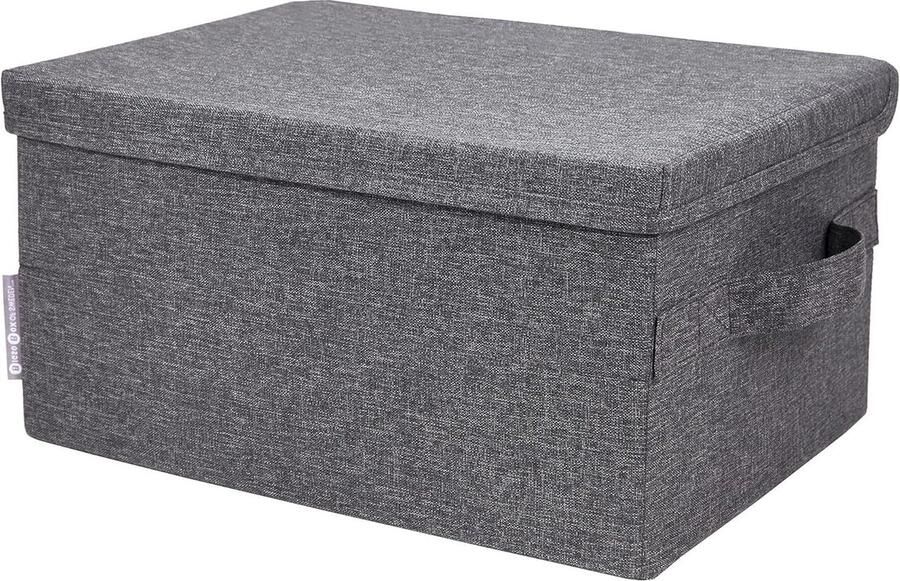 Grote opbergdoos met deksel en handgreep van polyester Opbergbox voor kleding dekens speelgoed Grijs