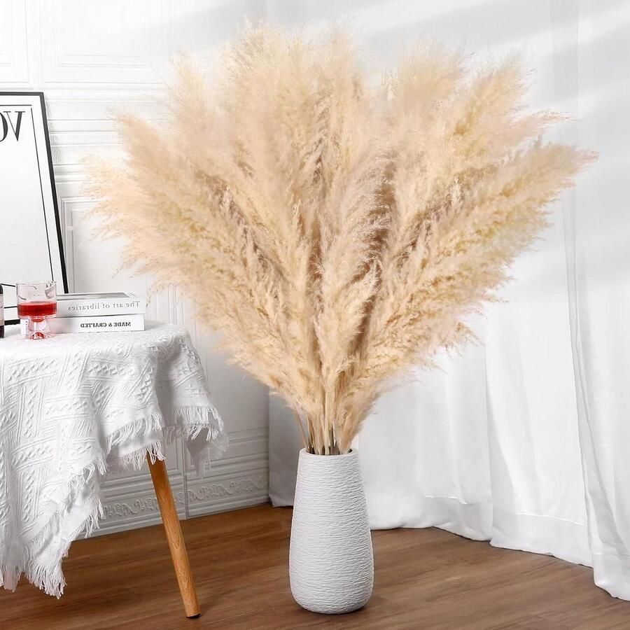 Grote pampasgras decoratie XXL pampasgras pluizige boho 100 cm gedroogde bloemen natuurlijke en pluizige decoratie voor vloervazen tafel bruiloft woonkamer slaapkamer droge bloemen