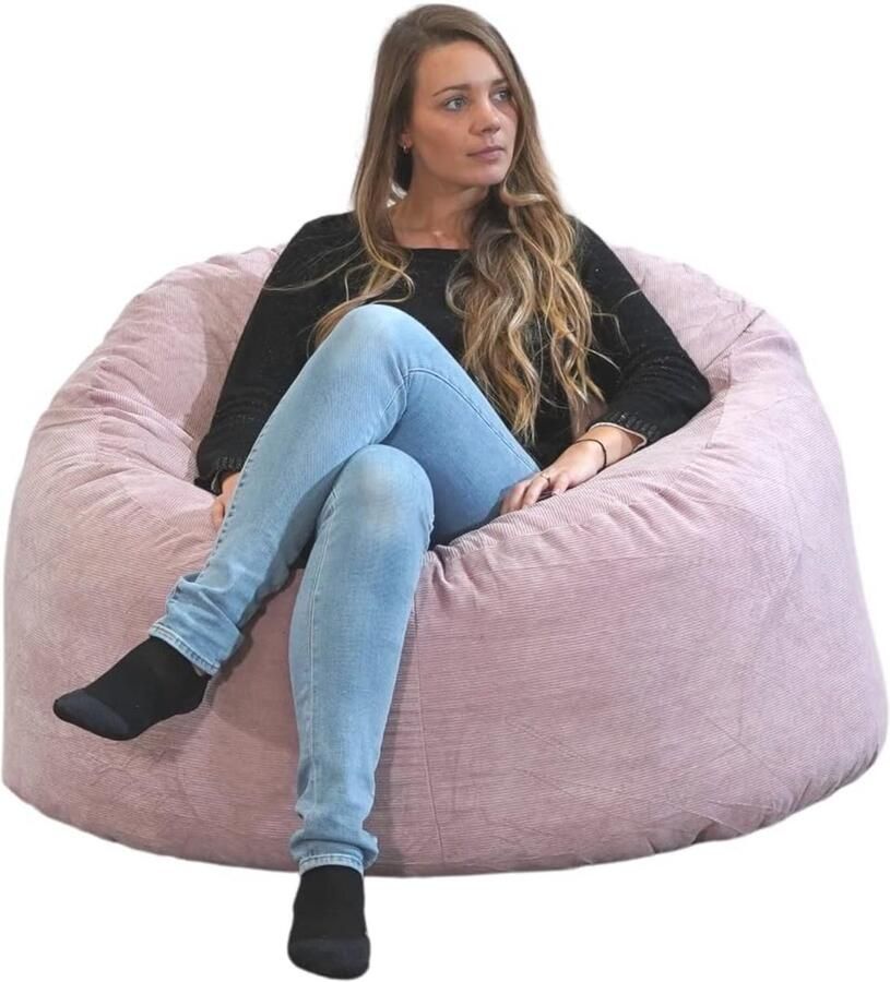Grote Peer-vormige Poef Zitzakstoel van 100 cm Comfortabele Binnen- en Buitengebruik Luxe Ribfluwelen Bekleding