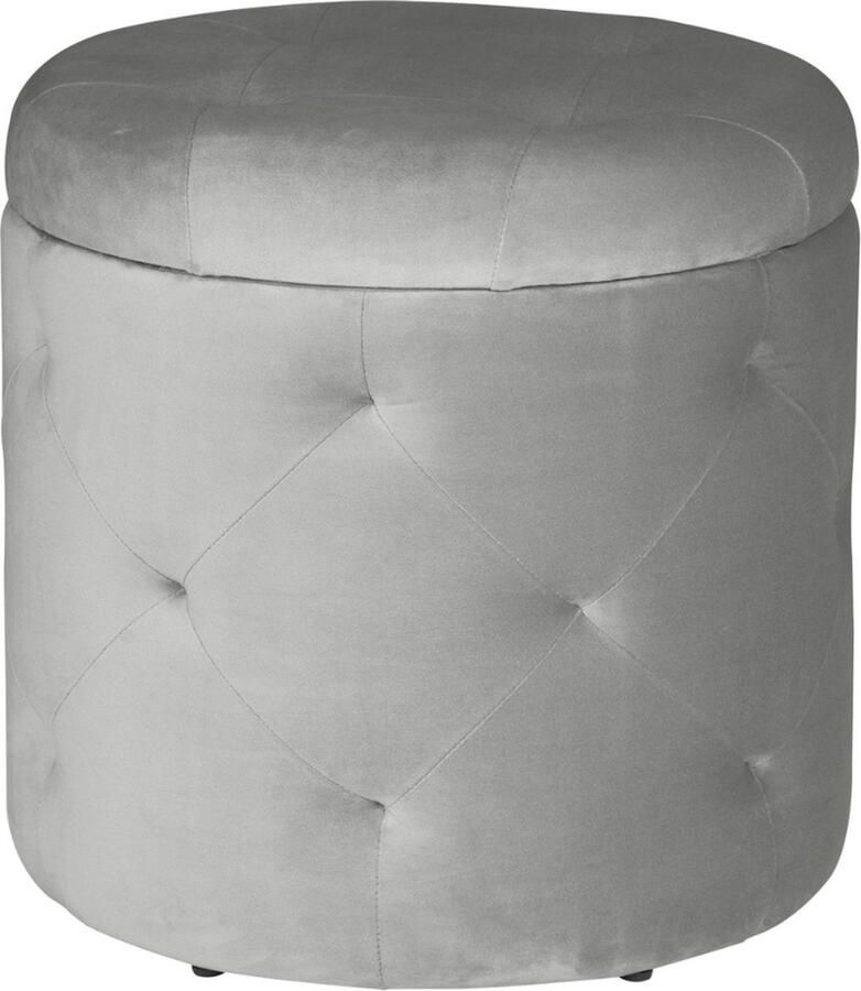 Grote Poef met Opbergruimte Hocker Poef Opbergpoef Stevig Stijlvol & Comfortabel Lichtgrijs 39.5x40cm