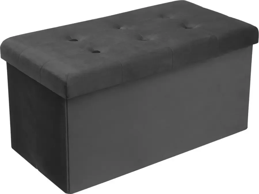 Grote Poef met Opbergruimte Hocker Poef Opbergpoef Stevig Stijlvol & Opvouwbaar Grijs Velvet 76 x38 cm