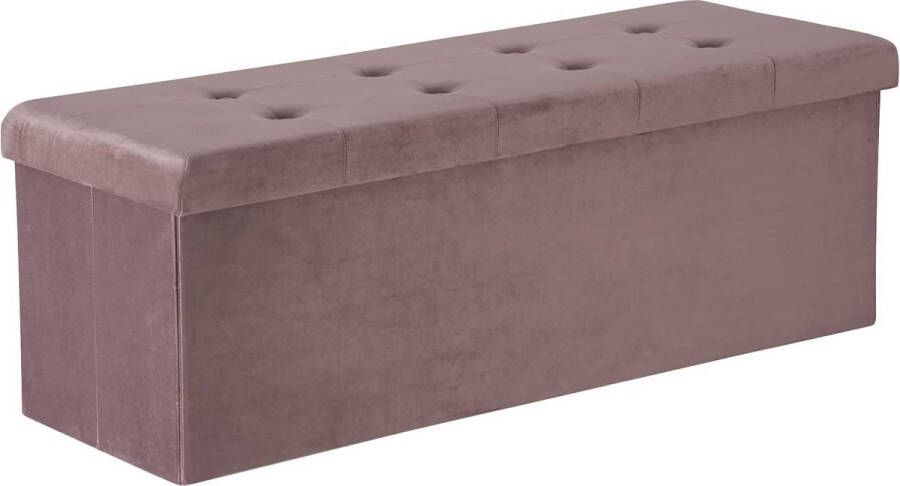 Grote Poef met Opbergruimte Hocker Poef Opbergpoef Stevig Stijlvol & Opvouwbaar Roze Velvet 110 x 37.5 x 38cm - Foto 1