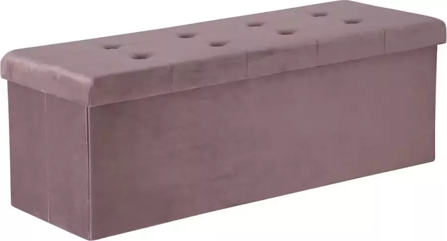 Grote Poef met Opbergruimte Hocker Poef Opbergpoef Stevig Stijlvol & Opvouwbaar Roze Velvet 110 x 37.5 x 38cm