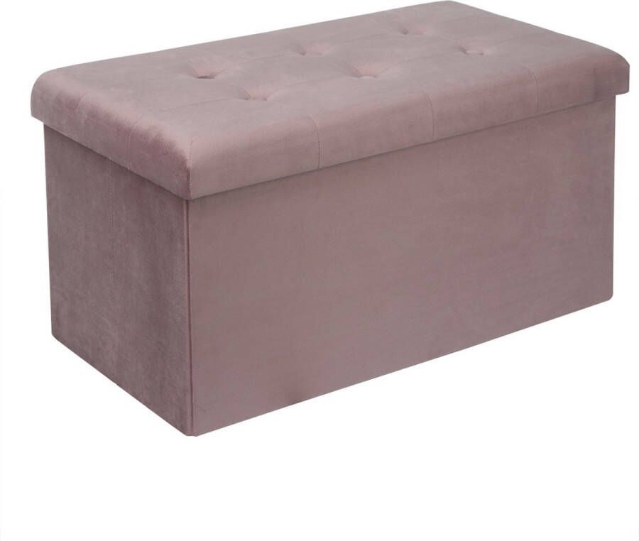 Grote Poef met Opbergruimte Hocker Poef Opbergpoef Stevig Stijlvol & Opvouwbaar Roze Velvet 76 x38 cm