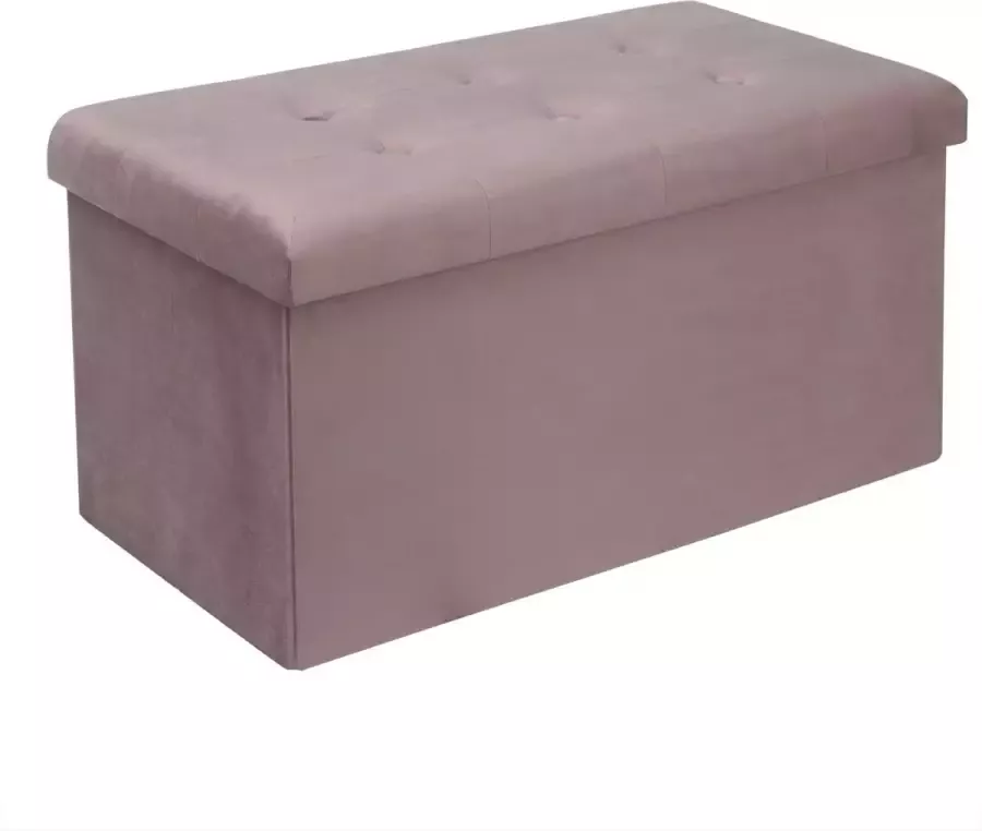 Grote Poef met Opbergruimte Hocker Poef Opbergpoef Stevig Stijlvol & Opvouwbaar Roze Velvet 76 x38 cm