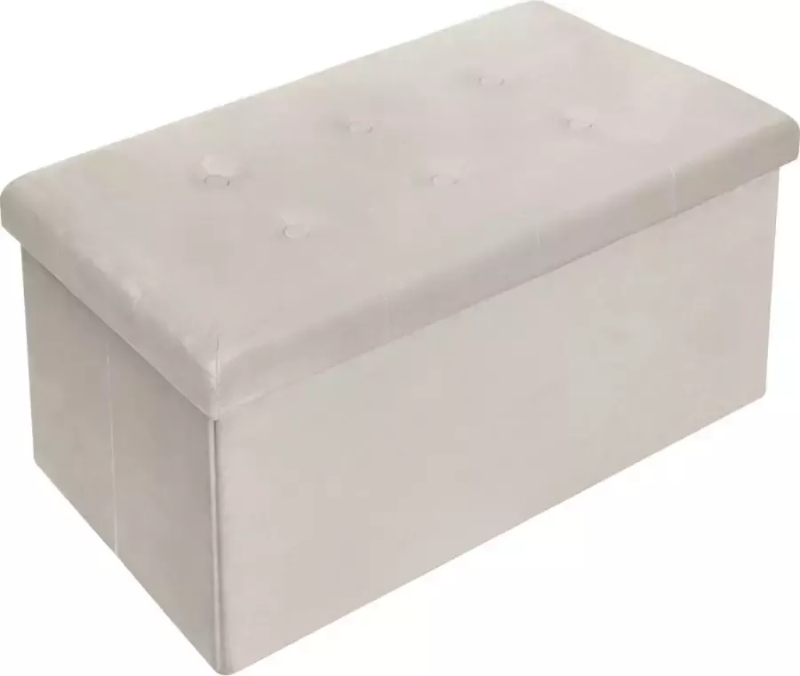 Grote Poef met Opbergruimte Hocker Poef Opbergpoef Stevig Stijlvol & Opvouwbaar Wit Velvet 76 x38 cm