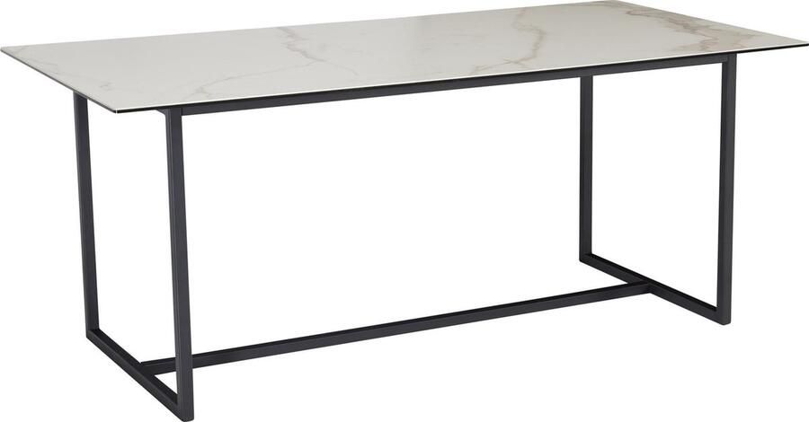 Rootz Living Rootz Grote Rechthoekige Eettafel Moderne Marmeren Look Robuuste Metalen Poten Zitplaatsen voor 8 Personen 180cm x 90cm x 76cm