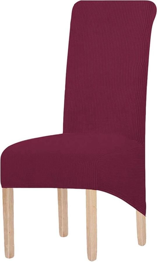 Grote rekbare stoelhoes voor eetkamerstoelen Wijnrood 6 stuks