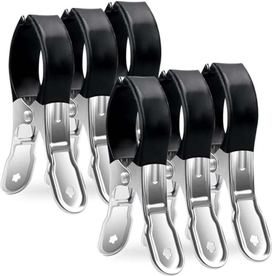 Grote Roestvrijstalen Handdoekklemmen voor Strandstoelen 6 Stuks Metalen Klemmen voor Handdoeken en Wasgoed