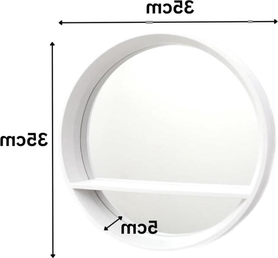 Grote Retro witte houten wandspiegel met verstelbare ronde patrijspoort zwevende plank moderne geschilderde wandplank voor binnen slaapkamer badkamer kantoor houten frame