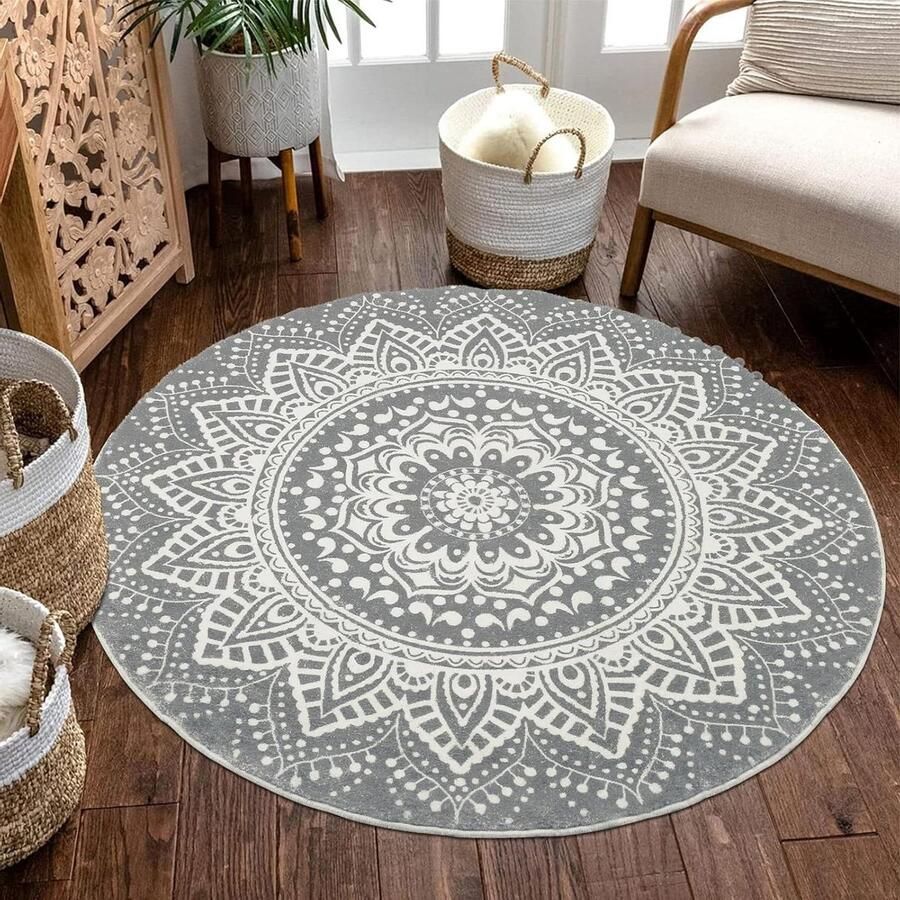 Zachte pluche pluizige bobo vloerkleed 160 cm donkergrijs antislip machine wasbaar voor woonkamer en slaapkamer