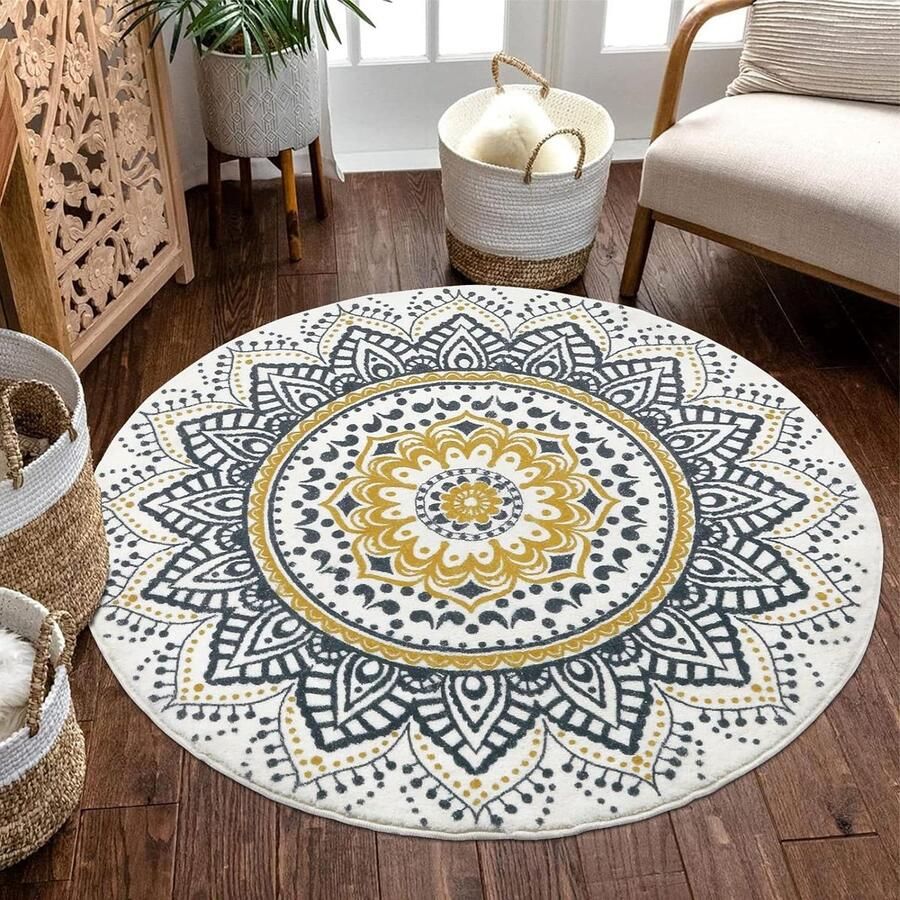 Grote Ronde Tapijten voor Woonkamer 160 cm Zachte Pluche Pluizig Bobo Tapijt Antislip Wasbaar Vloerkleed Slaapkamer Nachtkastje-Tapijt vloerkleed