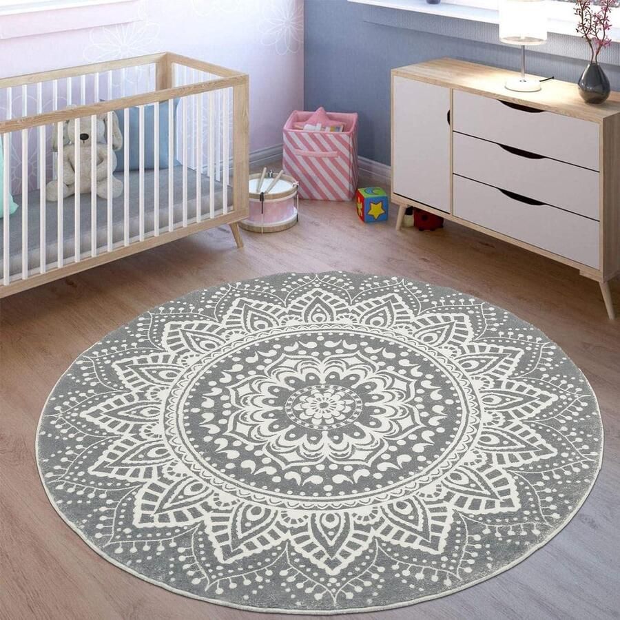 Grote ronde vloerkleden voor woonkamer 160 cm zachte pluche pluizige bobo tapijt antislip machine wassen nachtkastje vloertapijt donkergrijs vloerkleed