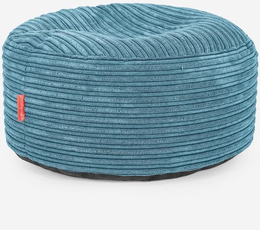 Grote Ronde Voetenbank Zitzak Pouf Corduroy Petrol