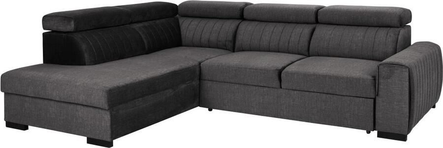 Grote slaapbank met hoek links in antraciet stof LARICA van PASCAL MORABITO L 275 cm x H 85 cm x D 218 cm - Foto 2
