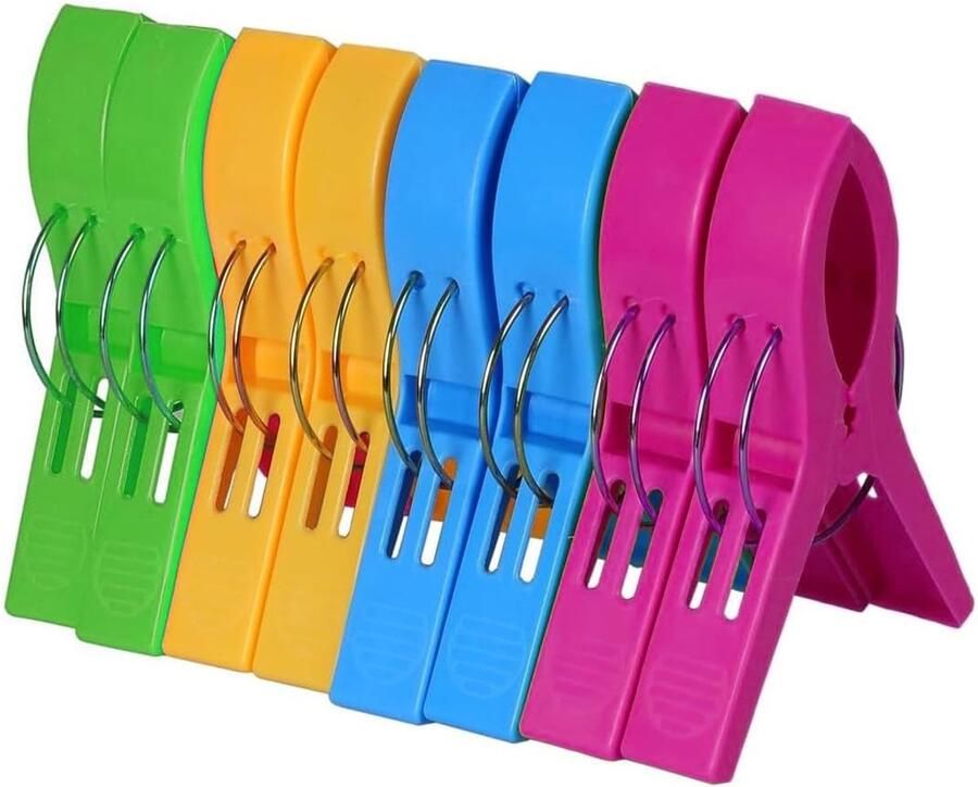 Grote Strandhanddoekklemmen voor Ligstoelen en Ligbedden XXL Wasknijper (8 stuks)