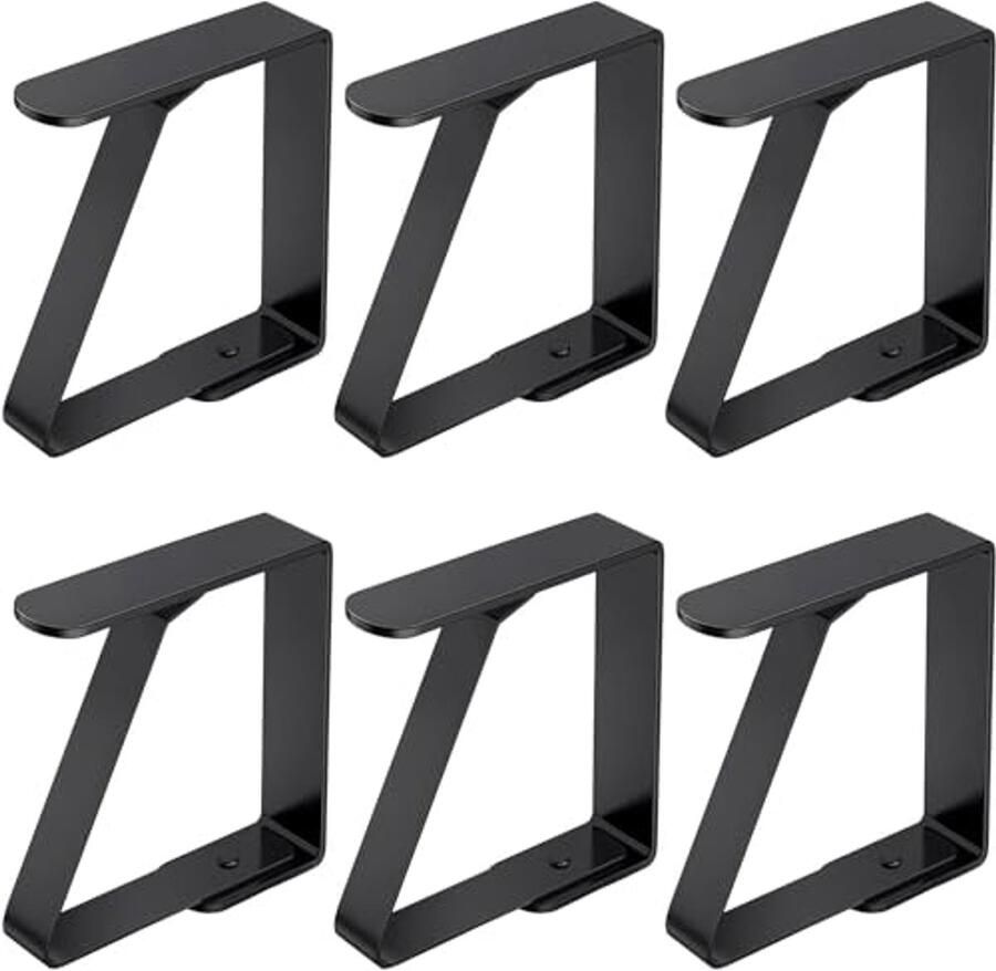 Grote Tafelkleedklemmen Roestvrij Staal 6 Stuks voor Dikke Tafels met Maximale Plaatdikte van 5 cm Ideaal voor Tuintafels Eettafels en Restaurants Zwart 8 x 7 cm