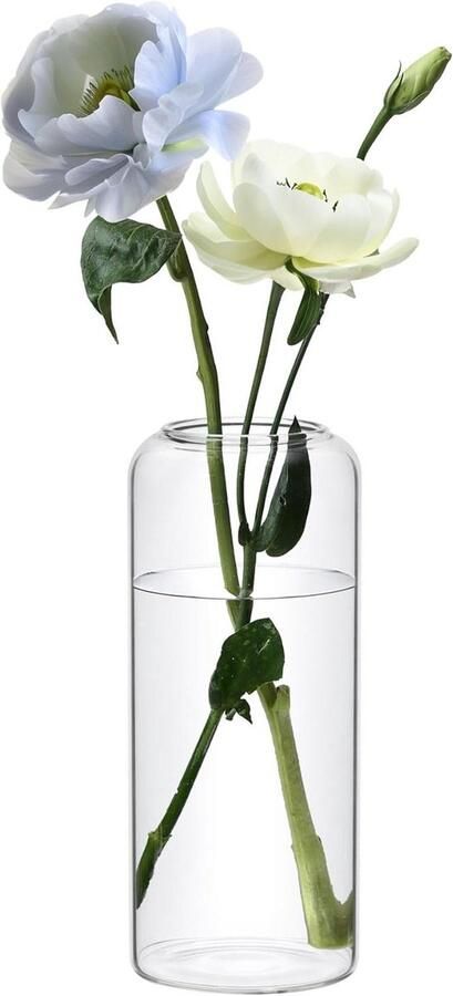 Grote transparante bloemenvaas met groeven voor stijlvolle decoratie Ideaal voor woonkamer eettafel en kantoor Perfect voor bruiloften en feesten Minimalistisch en modern Geschikt voor bloemen