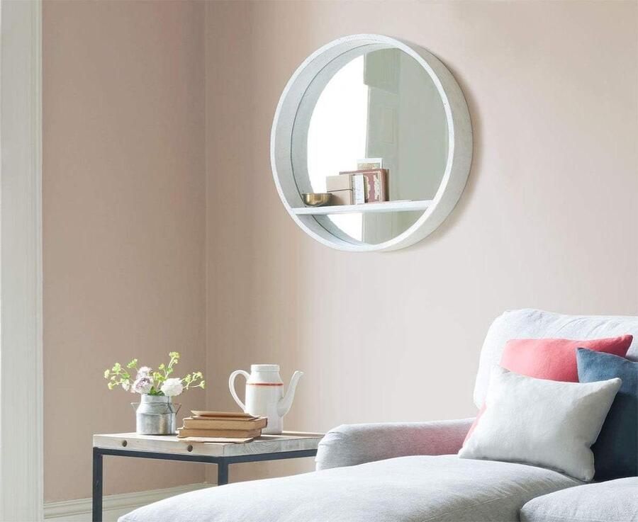 Grote verstelbare ronde patrijspoort wandspiegel zwevende plank modern geschilderde wandplank voor binnen slaapkamer badkamer kantoor