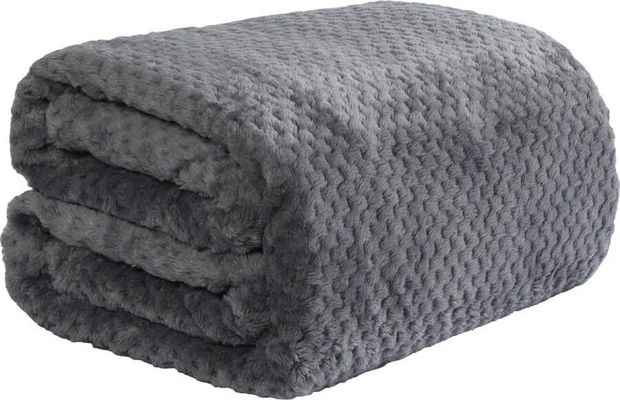 Grote warme Polar Fleece gooien over zachte slaapbank deken sprei effen grijs- 150 x 200 cm