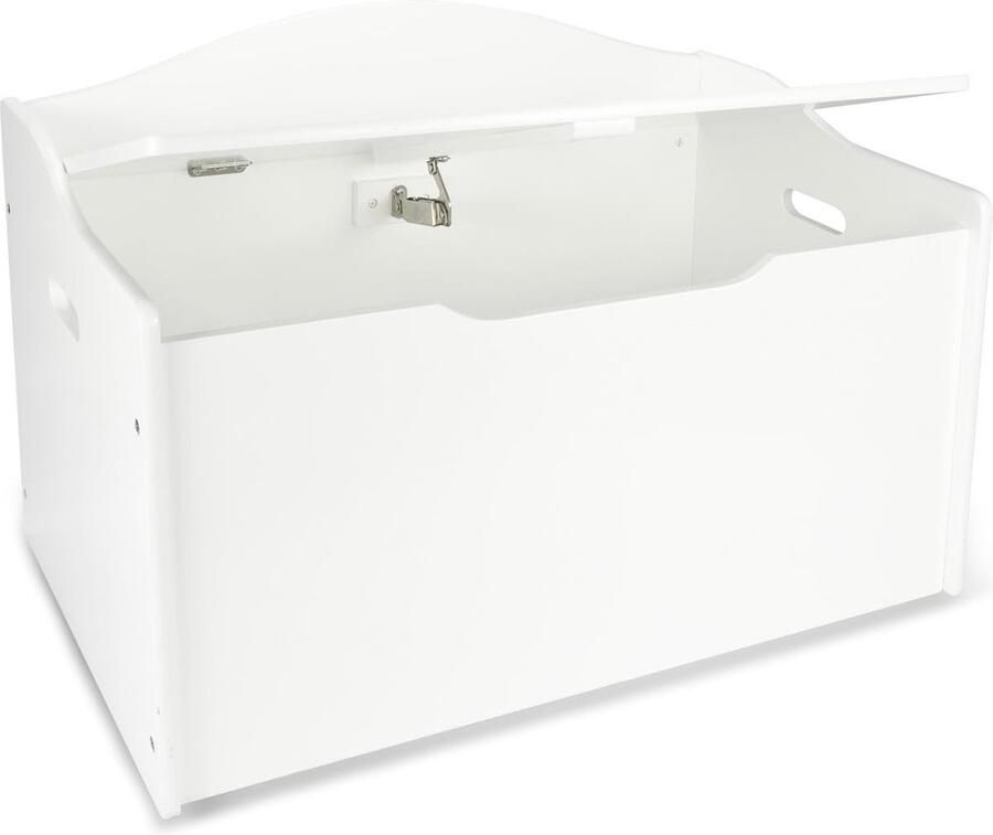 Grote Witte Houten Opbergdoos met Zitting en Handgrepen voor Speelgoed