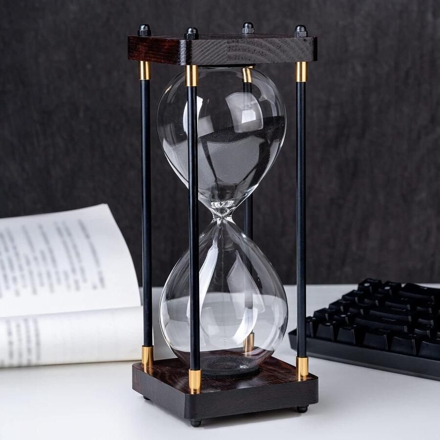 Vintage houten zandloper-timer 60 minuten moderne decoratie voor thuis en keuken zwart