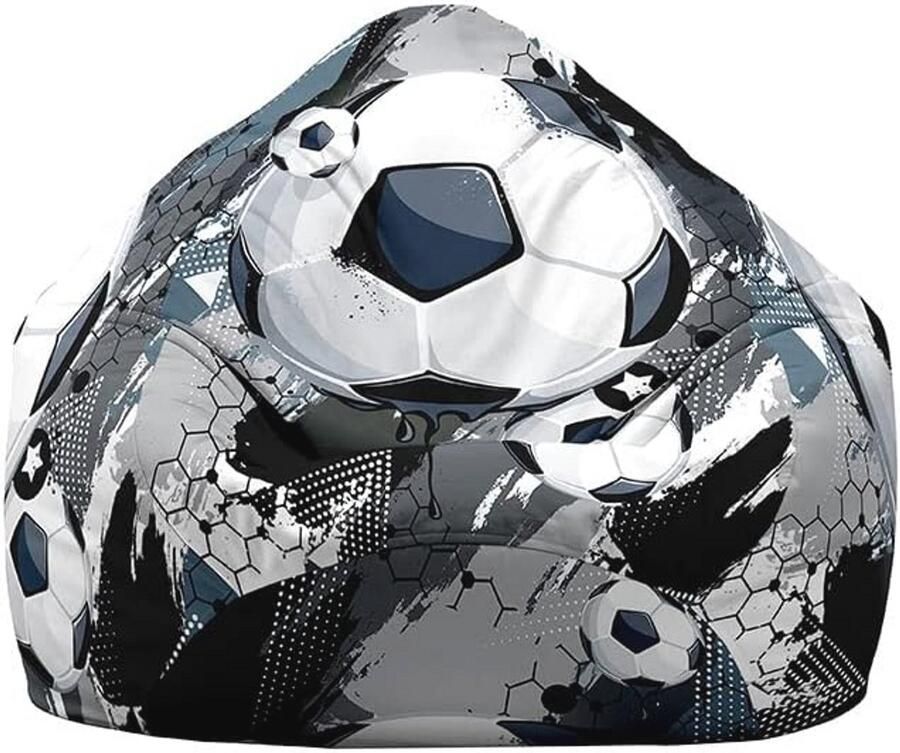 Grote Zitzak Stoelhoes voor Kinderen en Volwassenen met 3D Voetbalprint Opberghoes zonder Vulling