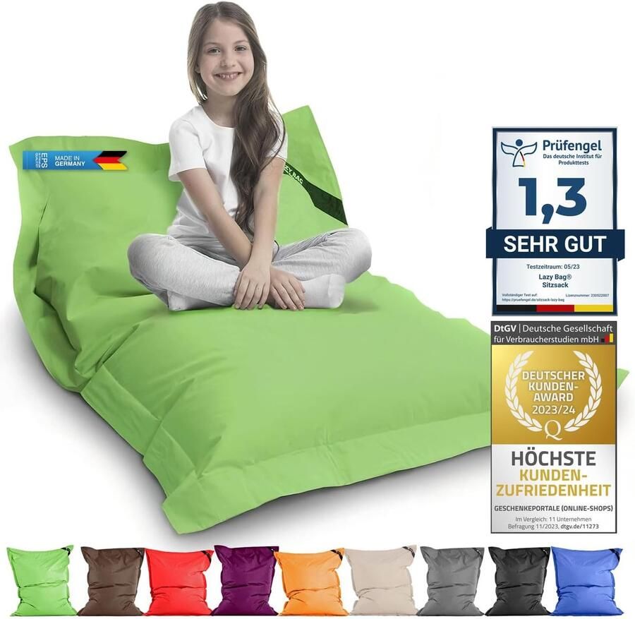 Grote Zitzak XL 250 Liter voor Kinderen en Volwassenen Comfortabele Armstoel voor Binnen en Buiten (Groen)