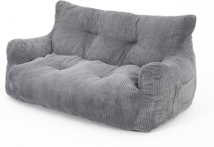 Grote zitzakstoel met vulling inbegrepen Comfortabele stoel met draagbaar handvat 2-zitsbank voor woonkamer slaapkamer speelkamer (grijs)