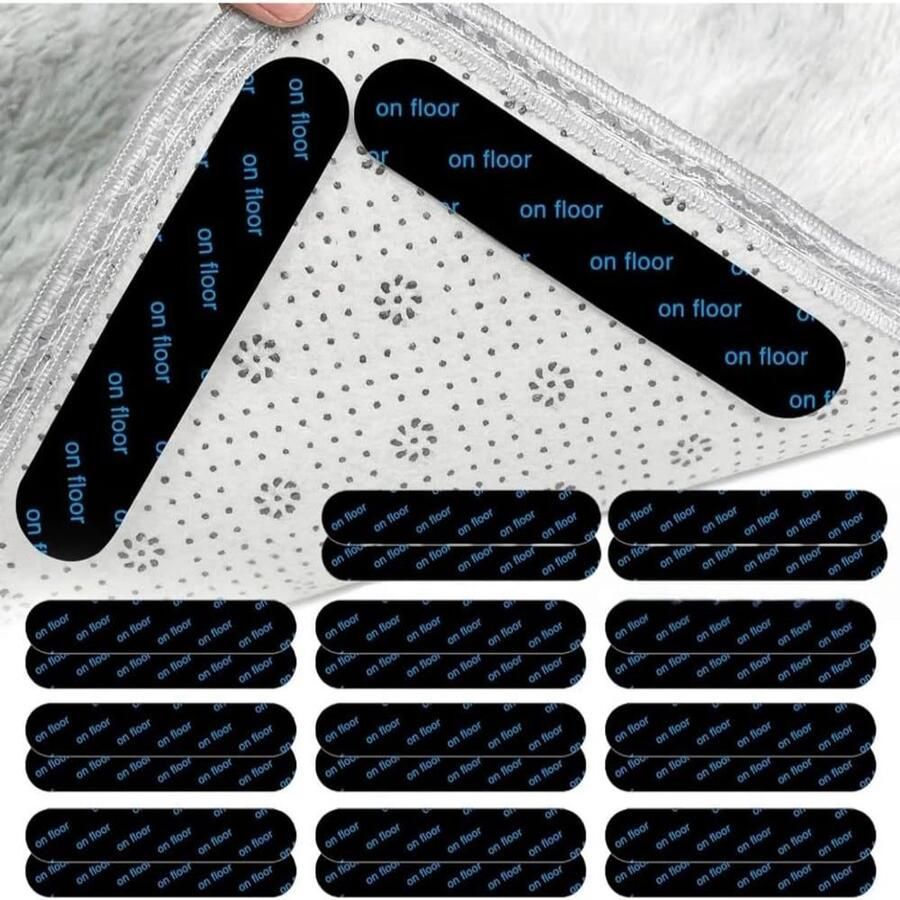 Gsedaox- Antislip Gripstickers- 24stuks Dubbelzijdige Tapijt Tape- voor Douchematten Vloerkleden Herbruikbaar