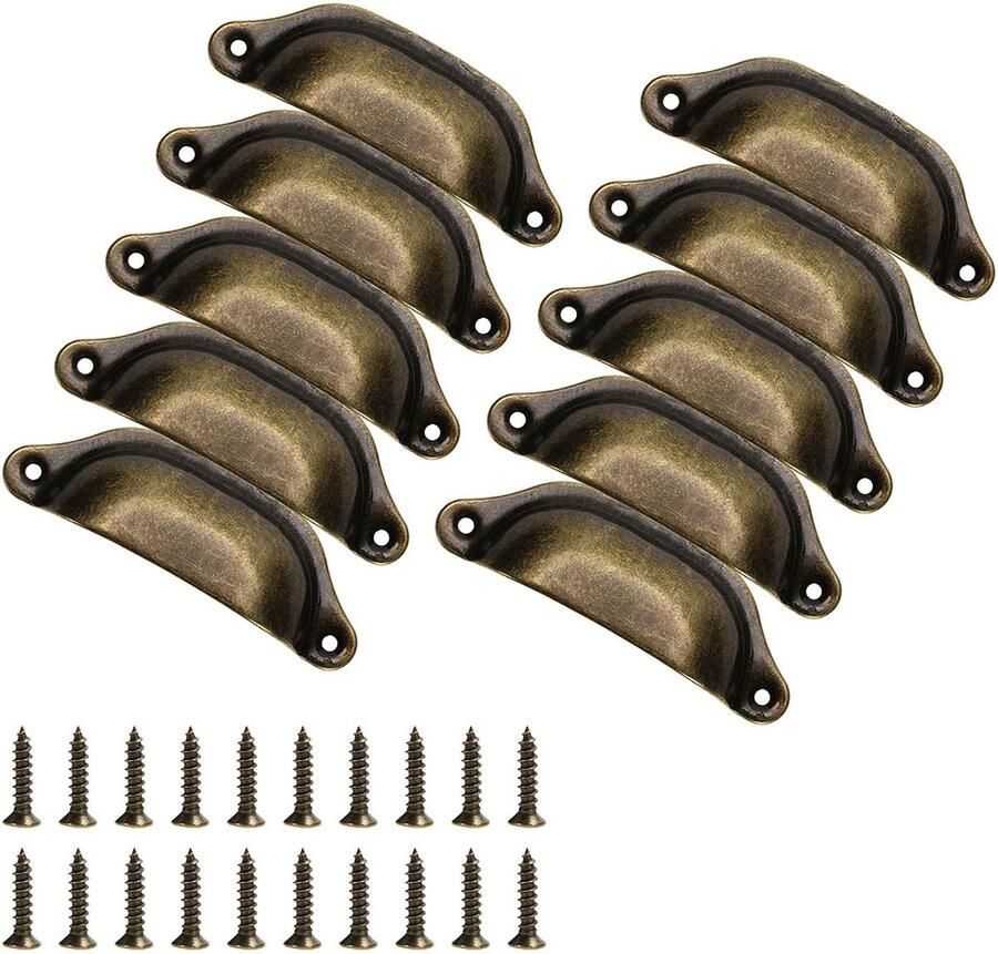 Brandless Gsedaox-Schelpvormige bekergrepen-10 stuks-98*30mm-met schroeven-retro ladegrepen-ladeschelp ijzeren retrogrepen