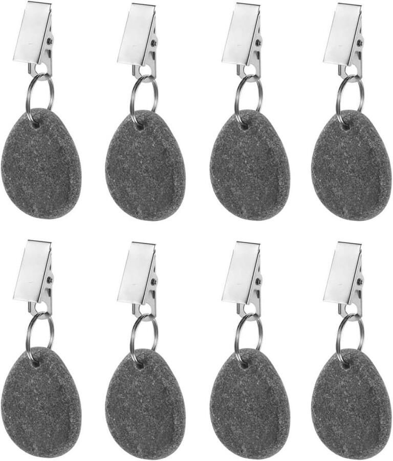 Gsedaox- Tafelkleedgewichten- Stenen Tafelkleedhaken- Marmeren Tafelkleedclips- Grijs- Buitengebruik- Set van 8