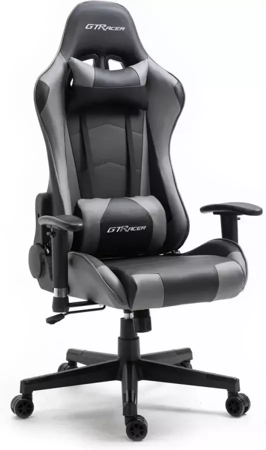 GT Racer GTRacer Pro Gaming stoel Ergonomisch Bureaustoel Verstelbaar Racing Chair Grijs