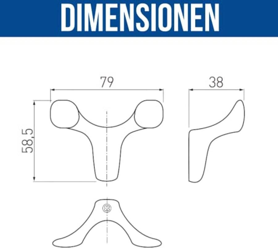 GTV Kapstokhaak TOLEDO B0 Oppervlakte: Zwart mat Buitenkant: 79 x 58 8 x 38 mm Kapstokhaak voor deur badkamer keuken hal kantoor doe-het-zelf metalen haak kapstokhaak hoedenhaak wandhaak
