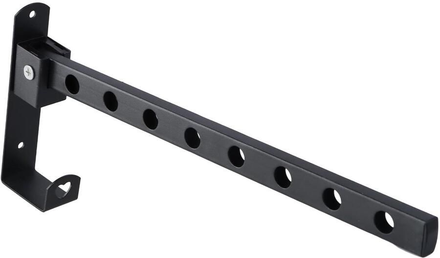 Unyqoos Opvouwbare Wandgarderobestang met 8 Ophanggaten voor Balkon Badkamer en Garderobe in Zwart