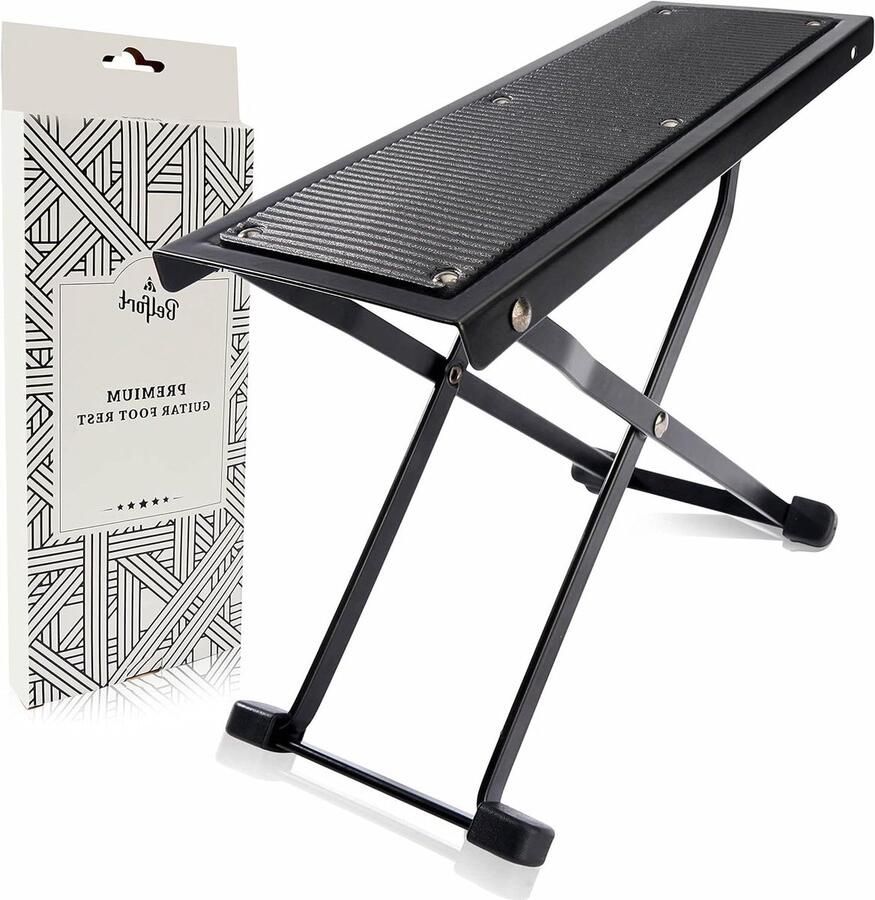 Guitar Footstool with Non-Slip Rubber Pad Folding Footrest for Classical Acoustic Electric Guitar Height Adjustable Super Stable and Durable