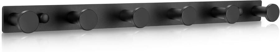 GUWINA Kapstokhaak Zwart Kapstok Zwart 6 Haken Kapstokhaak Muur Aluminiumlegering Haakrail Kapstok Sleutelhaak Muurhaak Voor Kapstok Badkamer Slaapkamer