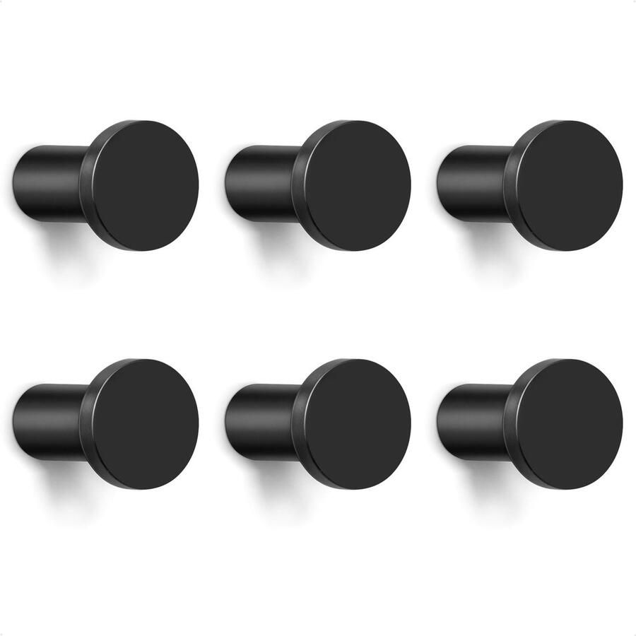 GUWINA Kapstokhaken Zwart 6 Kapstokhaken Kinderen Individueel Modern Kapstokhaken Wandkapstokhaken Wandhaken Zwaar voor Schroefbevestiging voor Kapstok Keuken Badkamer Kinderkamer