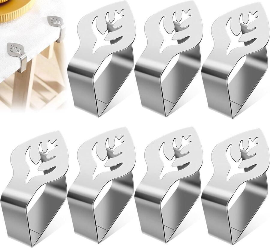 GZjiyu 8 stuks tafelkleedklemmen van roestvrij staal voor buiten tafelkleedklemmen tafelklemmen voor keuken dikke tafels tuintafels restaurants familietafels tafelkledenklemmen voor buiten tafelkledenklemmen