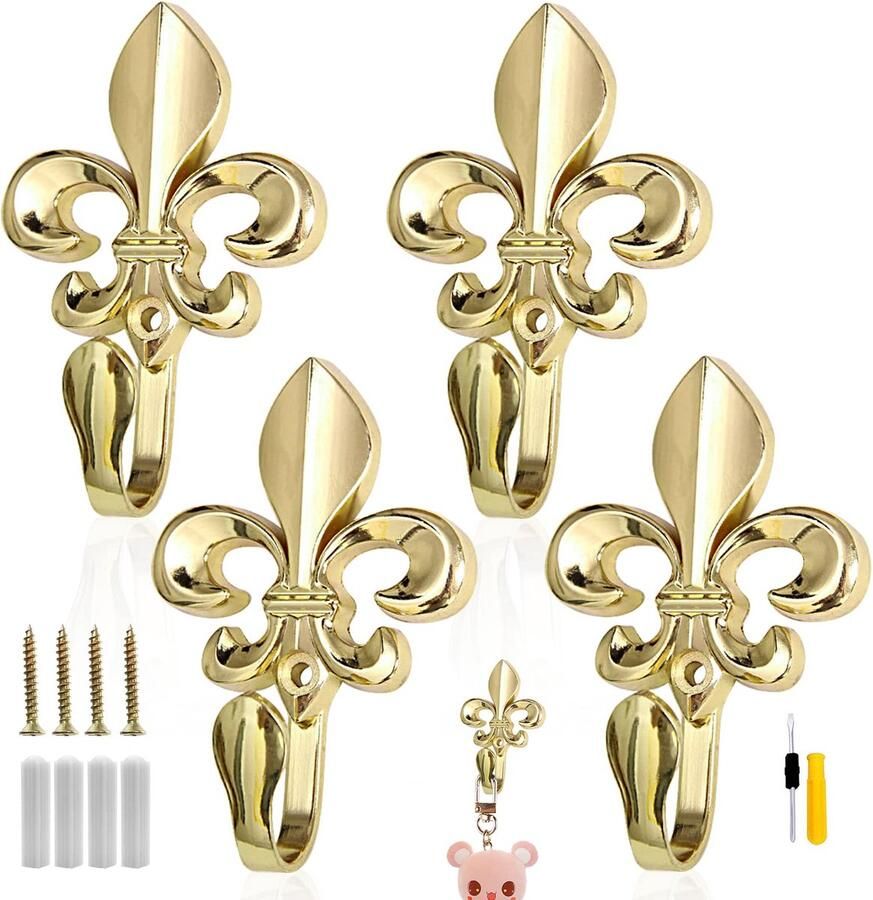 GZLCEU 4 stuks kapstokhaken vintage kapstokhaken met 4 schroeven 4 expansiebuizen 1 schroevendraaier voor keuken woonkamer jas tas sleutels hoed