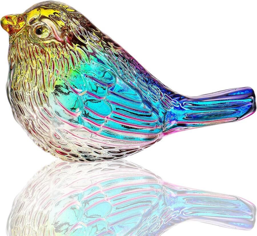 H&D HYALINE & DORA 3 Kleurrijke Glazen Vogel Beeldje Miniatuur Geblazen Glas Vogels Vogel Geschenken voor Vogelliefhebbers Vrouwen Mannen Dieren Collectible Beeldjes voor Bureau Tafel Decor