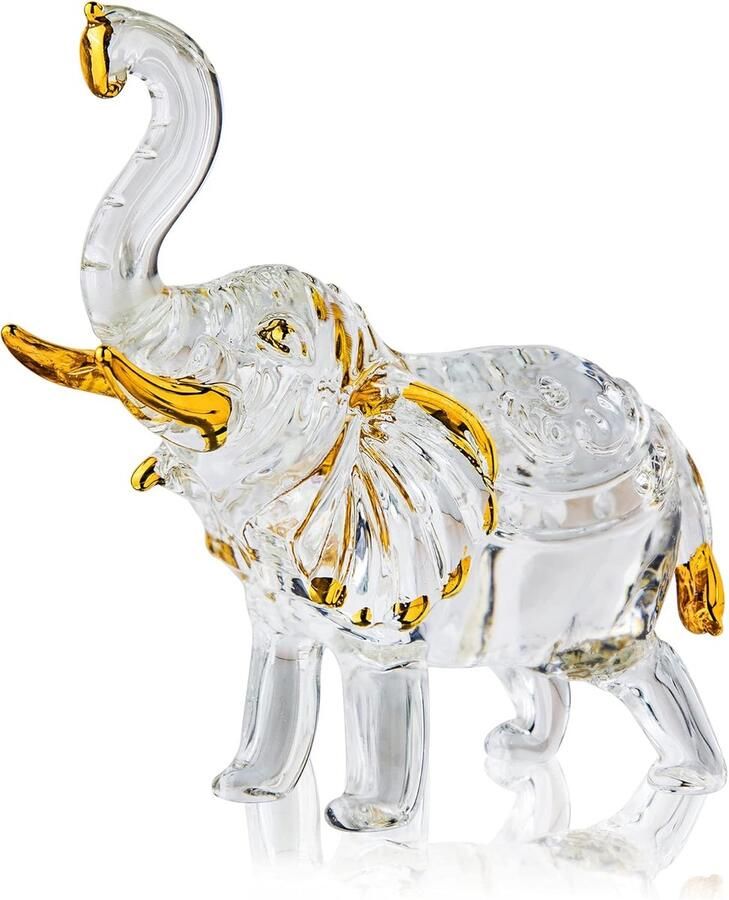 H&D Hyaline&Dora Crystal Thaise olifant beeldje met kofferbak verhoogd glas dier ornament collectie Home Tafel Centerpiece