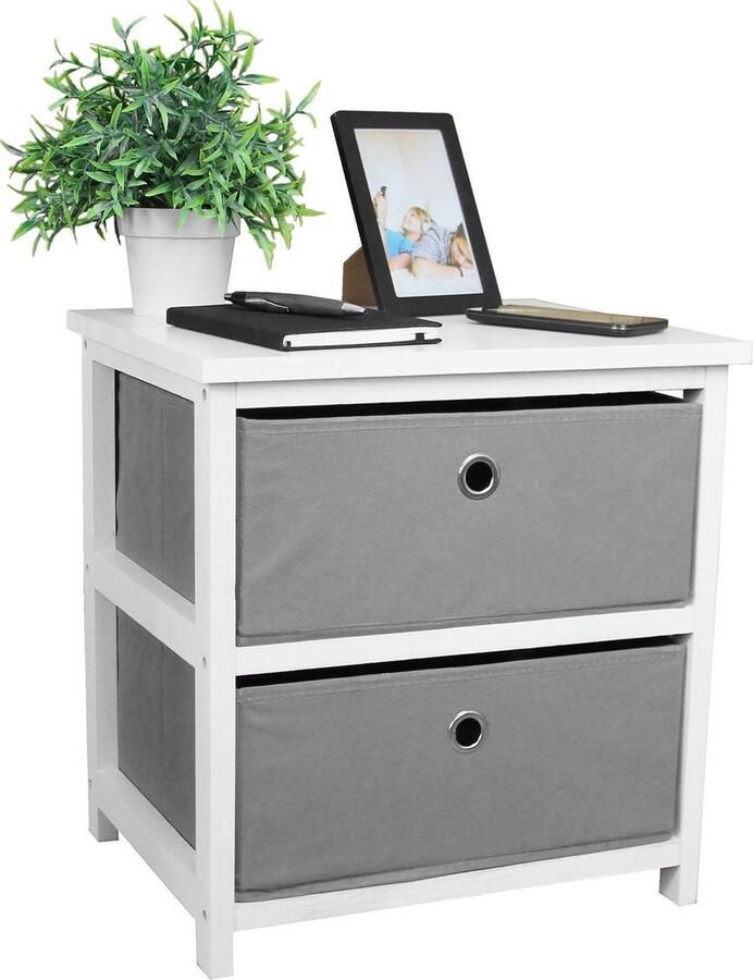 Relaxwonen Kast Kastje Nachtkastje Opbergkast Wit Grijs MDF 2 Lades