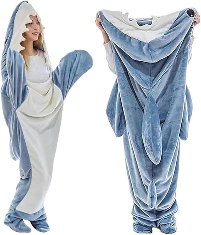 Haai-deken superzacht knuffeldeken slaapzak draagbare deken voor volwassenen en kinderen 190 cm