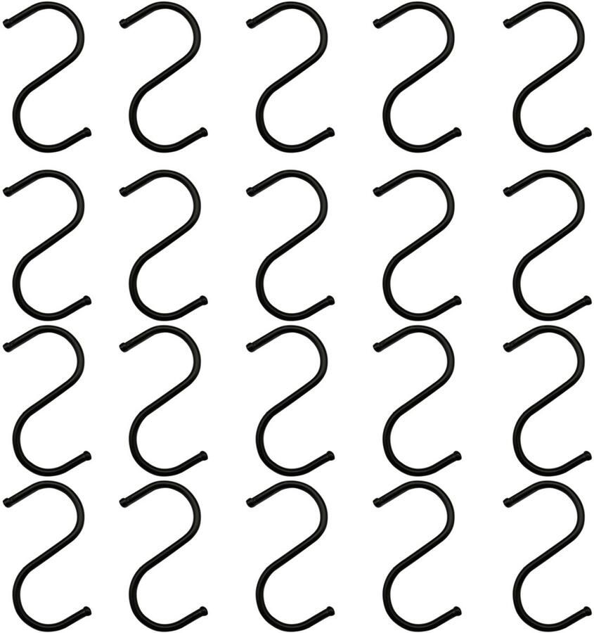 Haak S-haak Keukenhaak Kledinghaak Theedoekhaak Keukenhanddoekhaak Voor kledingkast keuken Staal Zwart 20 stuks