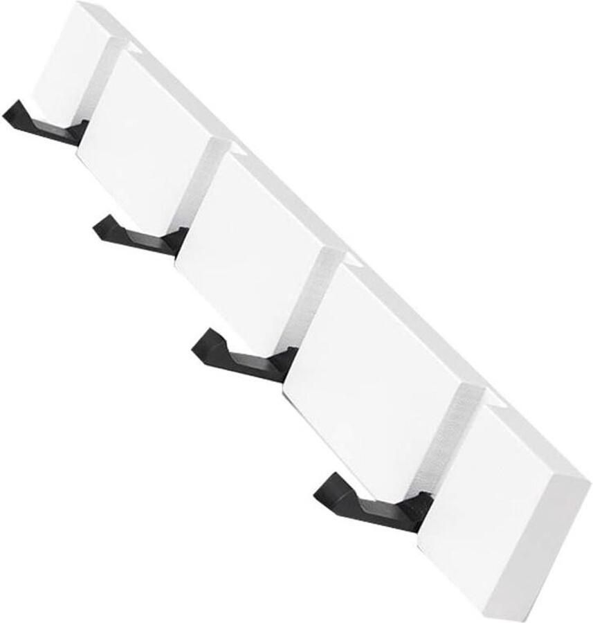 Haakframe houten kapstok wandkapstok met 5 opvouwbare haken voor jassen jacks sjaals hoeden en handtassen (wit 4 haken)