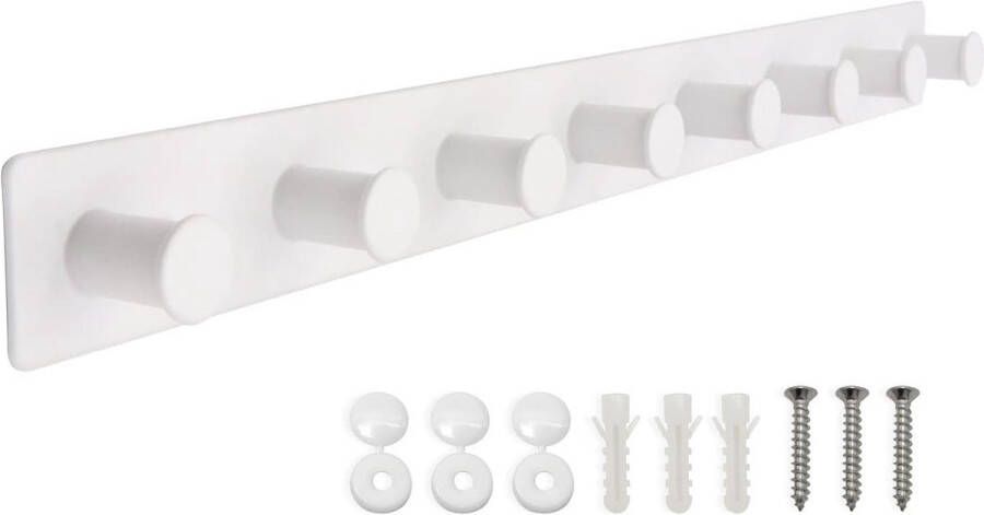Haaklijst roestvrij staal kledinghaken wandhaken schroeven garderobelijst met 8 haken (wit 8 haken)