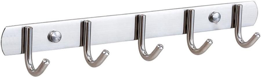 Haakrail 5 haken haakrail kapstokhaken roestvrij staal badjashaken handdoekhouder handdoekhaken wandhaken hoedenhaken sleutelhanger muur kapstokhaken muur kapstok